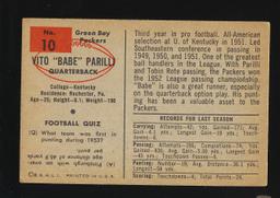 1954 Bowman Football Card #10 Vito "Babe" Parilli Green Bay Packers.