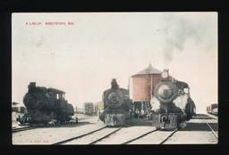 1910 ABBOTSFORD:  A LINE-UP (Rail Yard at Abbotsford, Wisconsin).  SIZE:  S