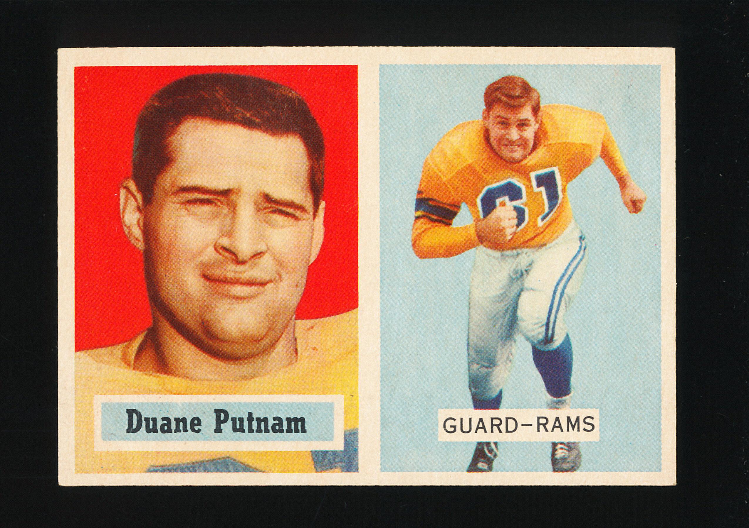 1957 Topps Football Card #87 Duane Putnam Los Angeles Rams