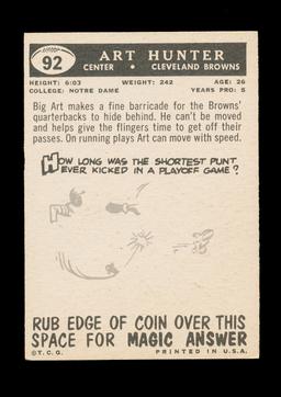 1959 Topps Football Card #92 Art Hunter Cleveland Browns