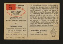 1954 Bowman Football Card #52 Hall of Famer Lou Groza Cleveland Browns