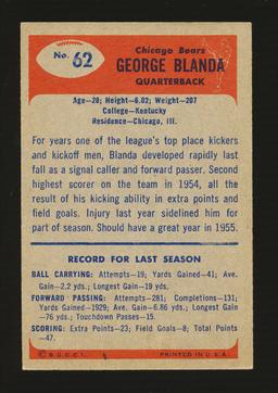 1955 Bowman Football Card #62 Hall of Famer George Blanda Chicago Bears