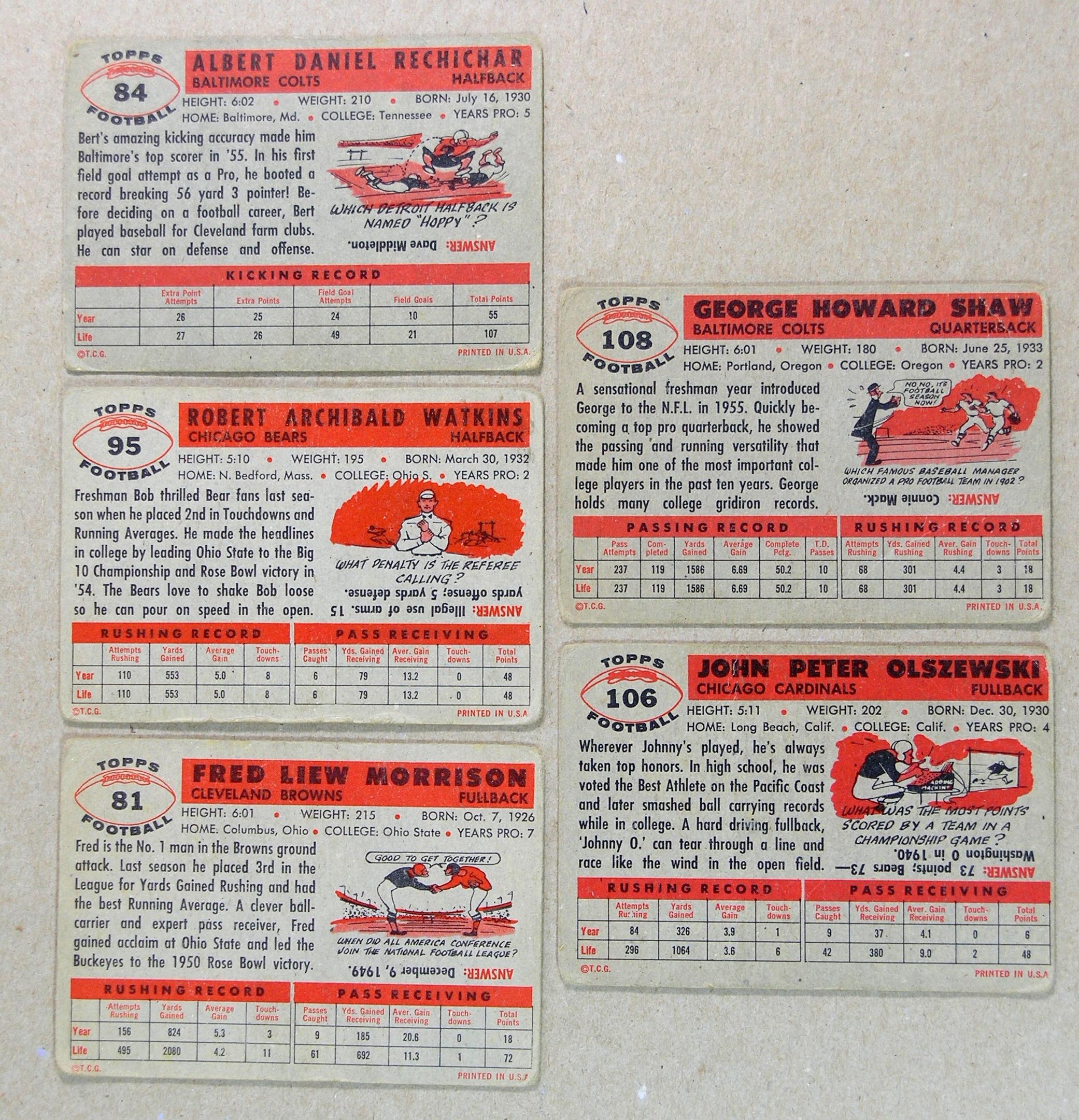 (11) 1956 Topps Lower Grade Football Cards