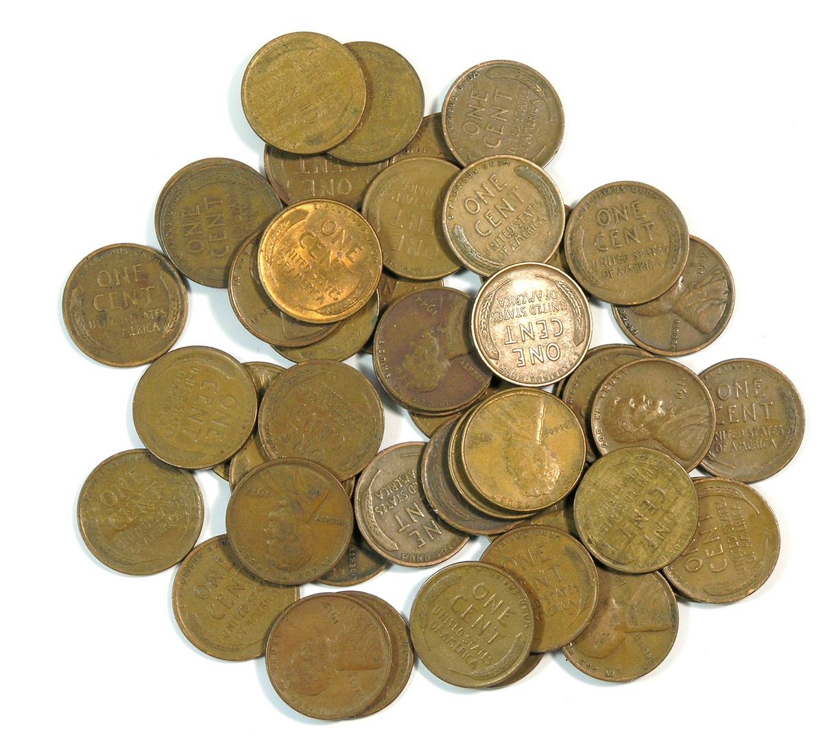 (49) 1910s-1940s Wheat Cents