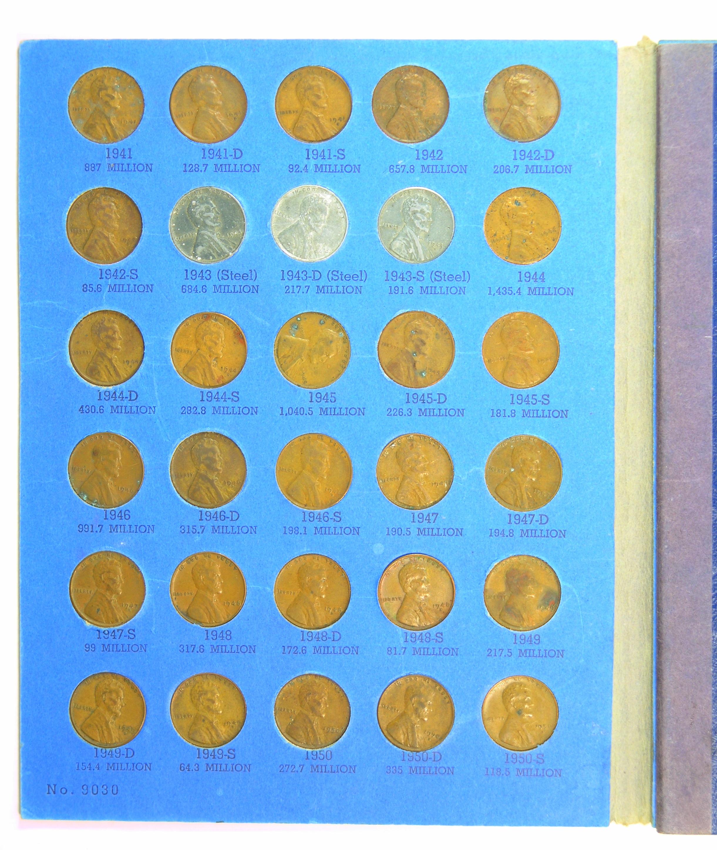 Lincoln Cent Book Starting with 1941. (77) Coins