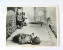 WWII Press Photo U.S. Soldiers Shot by Sniper.  1945 photo of (3) U.S. Army
