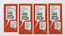 (4) 1966 "Our Man Flint" Movie Promo Stickers.  One of the two styles jokes