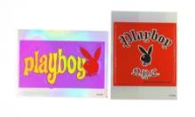 (2) Vintage "Playboy" Metallic Stickers.  Measure 3" x 4".