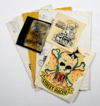 Ed "Big Daddy" Roth Lot.  Includes three of his envelopes, two decals (with