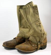 Old Replica WWII U.S. Army Boots and Original Leggings.  Great pair for a m
