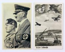 (2) WWII German Postcards.  3rd Reich propaganda postcards.