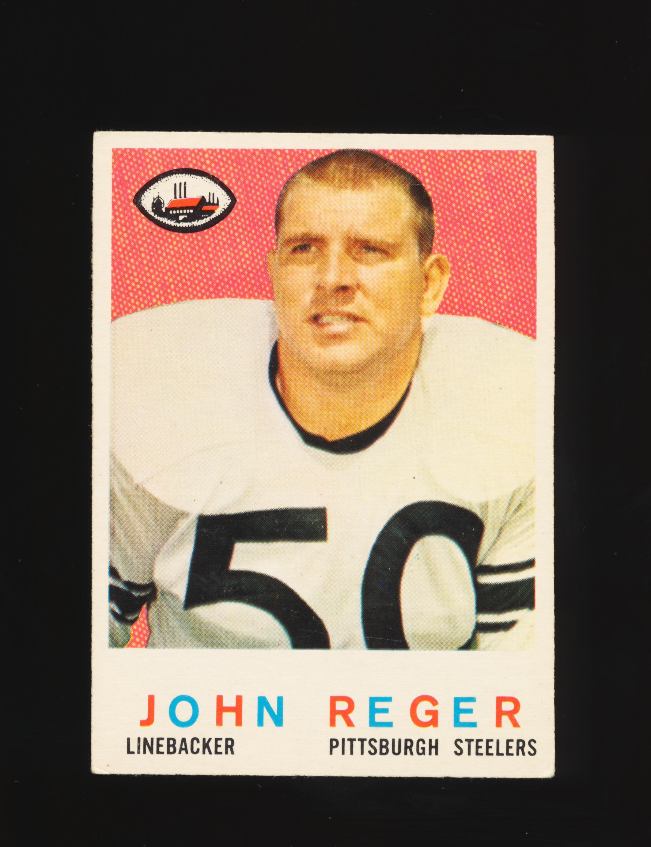 1959 Topps ROOKIE Football Card #124 Rookie John Reger Pittsburgh Steelers