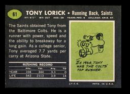 1969 Topps Football Card #61 Tony Lorick New Orleans Saints