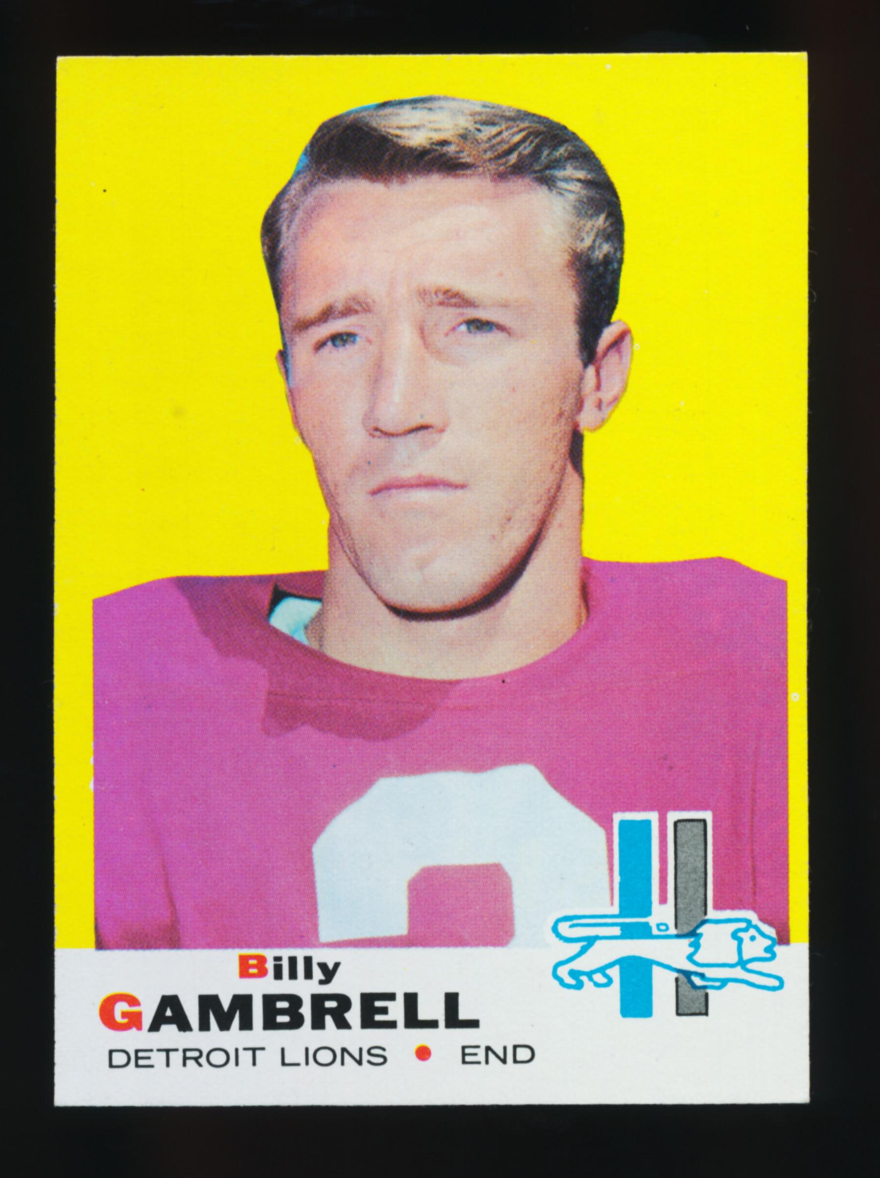 1969 Topps Football Card #101 Billy Grambrell Detroit Lions