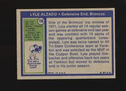 1972 Topps ROOKIE Football Card #106 Rookie Lyle Alzdo Denver Broncos