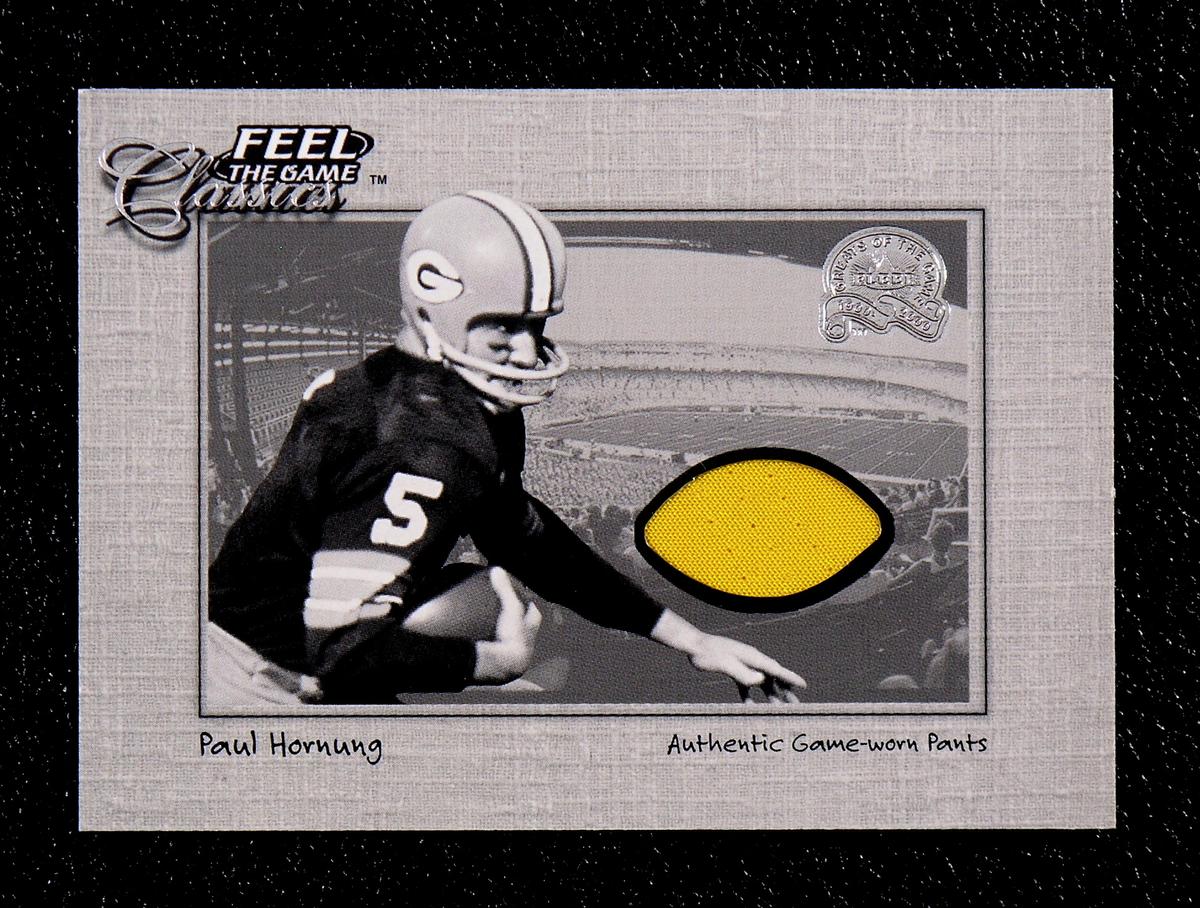 2000 Fleer"Feel The Game" GAME WORN JERSEY Football Card Paul Hornung Green