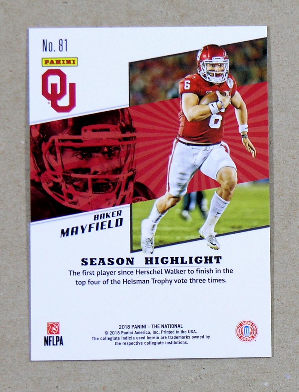 2018 Panini "The National" ROOKIE Football Card #81 Rookie Baker Mayfield O