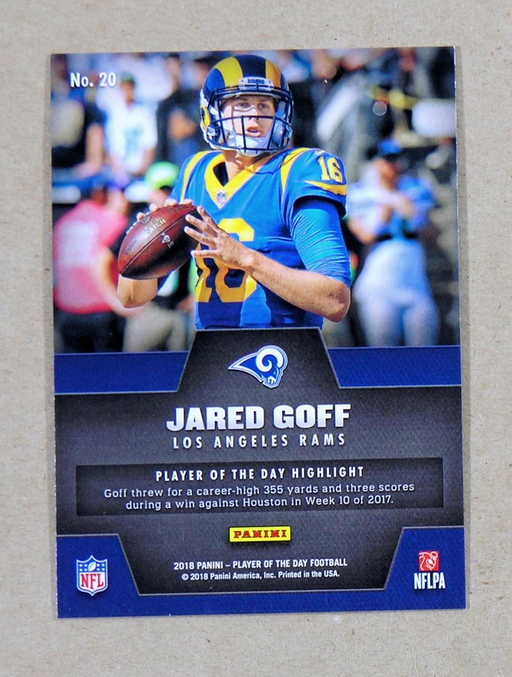 2018 Panini "Player of The Day" Football Crd #20 Jerad Goff Los Angeles Ram