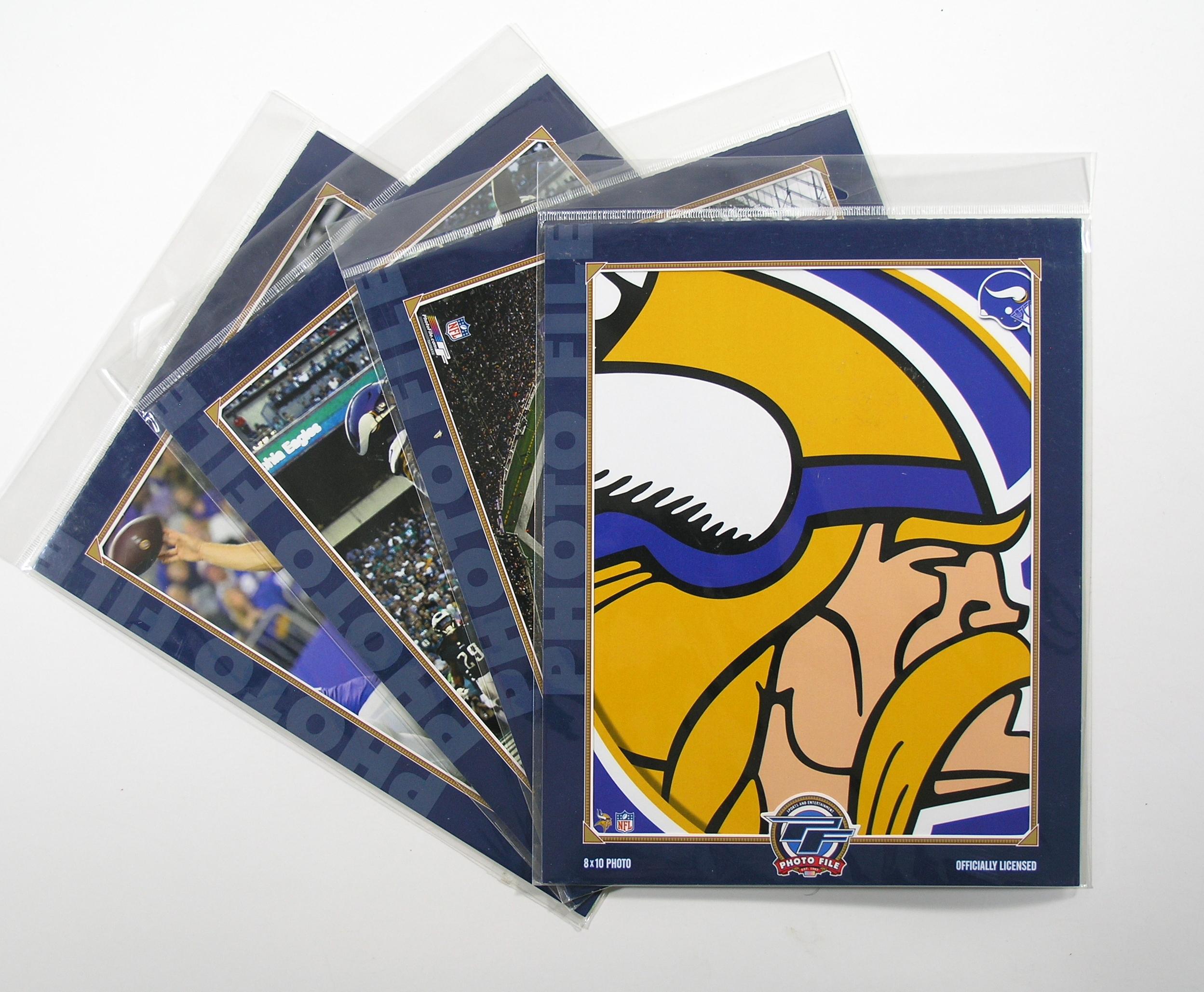 (4) "Photo File" 8" x 10" Minnesota Vikings Photos Each Sealed in Display H