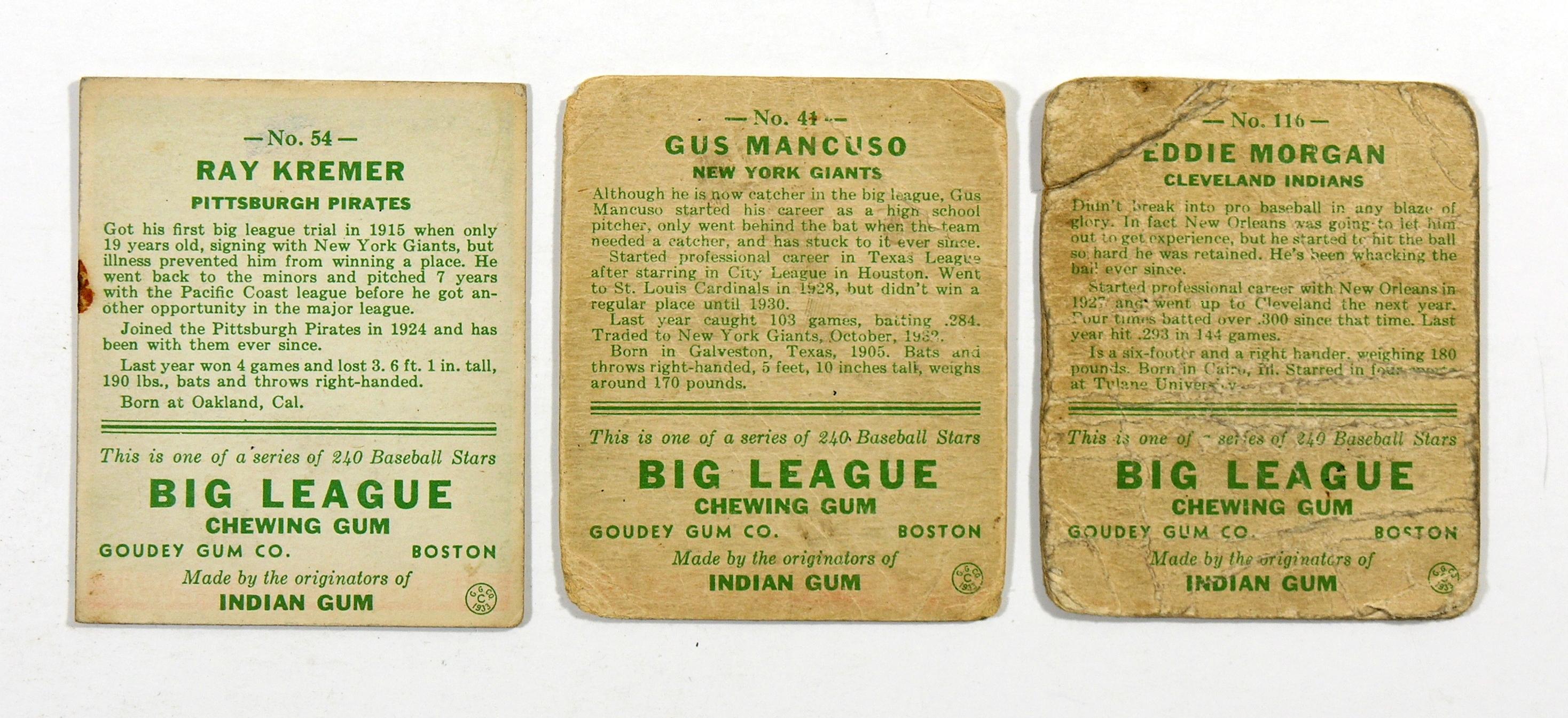 (9) 1930s Baseball Cards