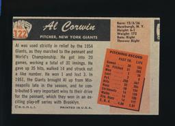 1955 Bowman Baseball Card #122 Al Corwin New York Giants