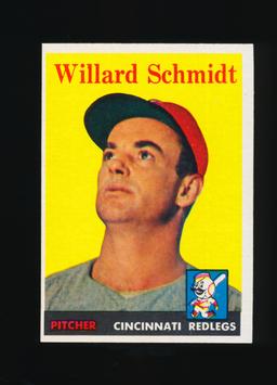 1958 Topps Baseball Card #214 Willard Schmidt Cincinnati Redlegs