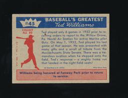 1960 Fleer "Ted Williams Baseballs Greatest Baseball Card #45 "1952-Farewel