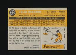 1960 Topps ROOKIE Baseball Card #140 Rookie Julio Navarro San Francisco Gia