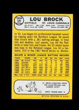1968 Topps Baseball Card #520 Hall of Famer Lou Brock St Louis Cardinals