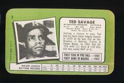 1971 Topps Super Baseball Card #3 Ted Savage Milwaukee Brewers