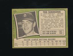 1971 Topps Baseball Card #117 Hall of Famer Ted Simmons St Louis Cardinals