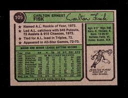 1974 Topps Baseball Card #105 Hall of Famer Carlton Fisk Boston Red Sox