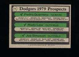 1979 Topps ROOKIE Baseball Card #719 Rookie Pedro Guerrero Los Angeles Dodg