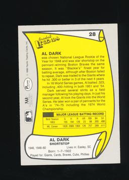 1988 Pacific Trading Cards Inc AUTOGRAPHED Baseball Card #28 Al Dark New Yo