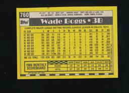 1990 Topps bseball Card #760 Hall of Famer Wade Boggs Boston Red Sox