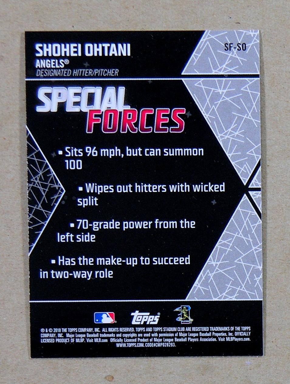2018 Topps "Special Forces" ROOKIE Baseball Card #SF-SO Shohei Ohtani Los A