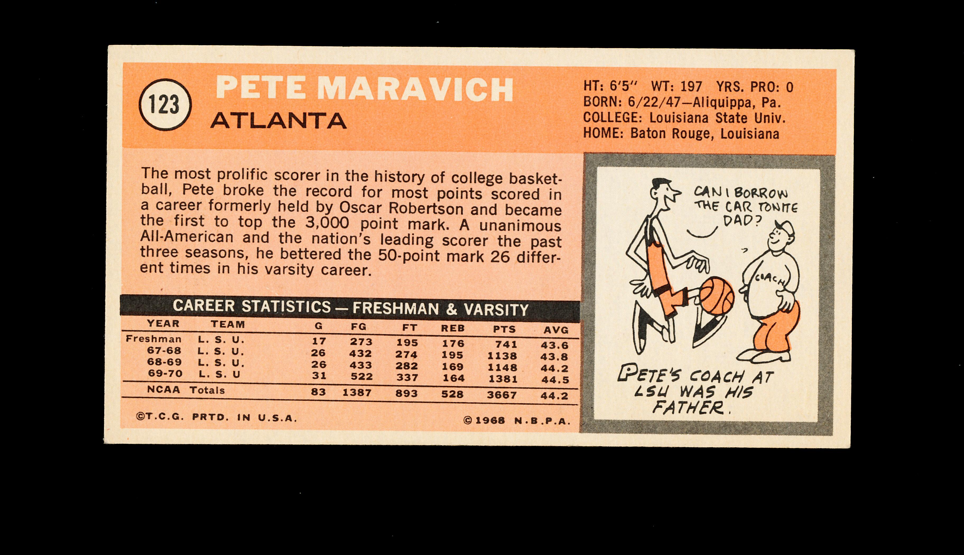 1970-71 Topps ROOKIE Basketball Card #123 Rookie Hall of Famer Pete Maravic