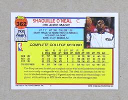 1993 Topps ROOKIE Basketball Card #362 Rookie Shaquille O'Neal Orland Magic