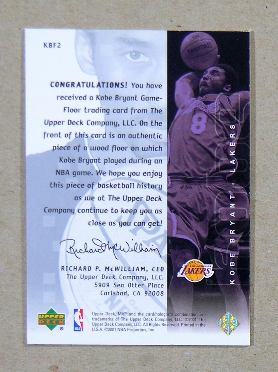 2001 Upper Deck Authentic GAME FLOOR Basketball Card Kobe Bryant Los Angele