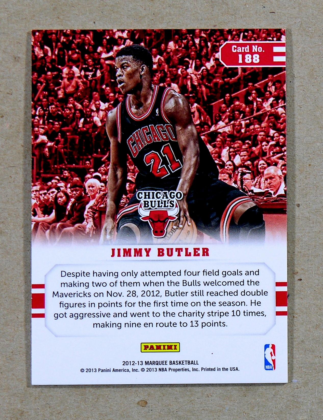 2012 -13 Panini Marquee ROOKIE Basketball Card #188 Rookie Jimmy Butler Chi