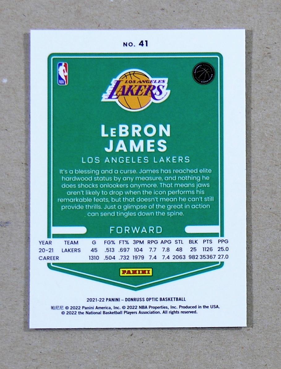 2021-22 Panini Donruss Optic Basketball Card #41 LeBron James Los Angeles L