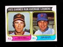 1974 Topps Baseball Card #206 1973 Earned Run Average Leaders: Jim Palmer &