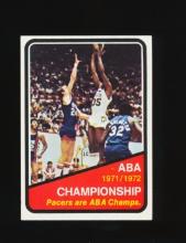 1972-73 Topps Basketball Card #247 ABA Championship "Pacder are ABA Champs"