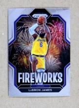 2022-23 Panini Prizm "Fireworks" Basketball Card #10 LeBron James Los Angel