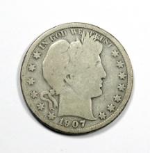 1907-S Barber Silver Half Dollar