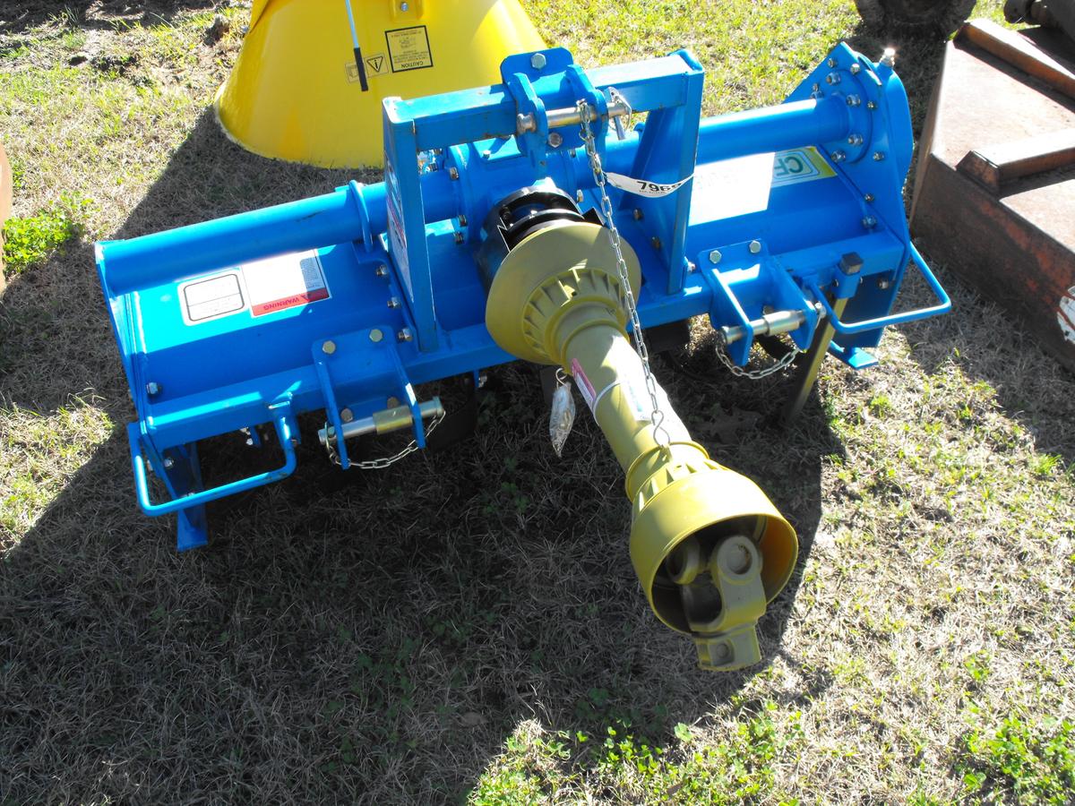 4' BLUE, POWERLINE 3PT ROTARY TILLER, UNUSED