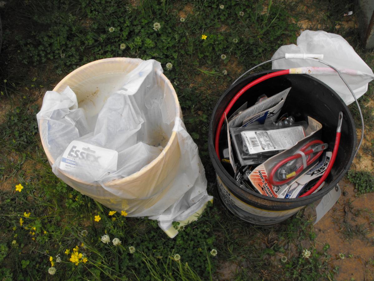 (2) 5 GAL BUCKETS OF AUTO PARTS, CABLE ENDS,ETC.