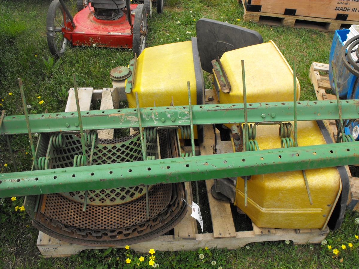 (3) JOHN DEERE PLANTER HOPPERS, TOOTH BARS, MIXER SCREENS