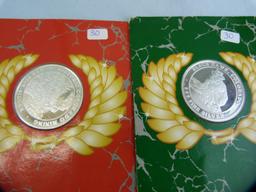 4 Collector Series Silver Medals, .999, 1992