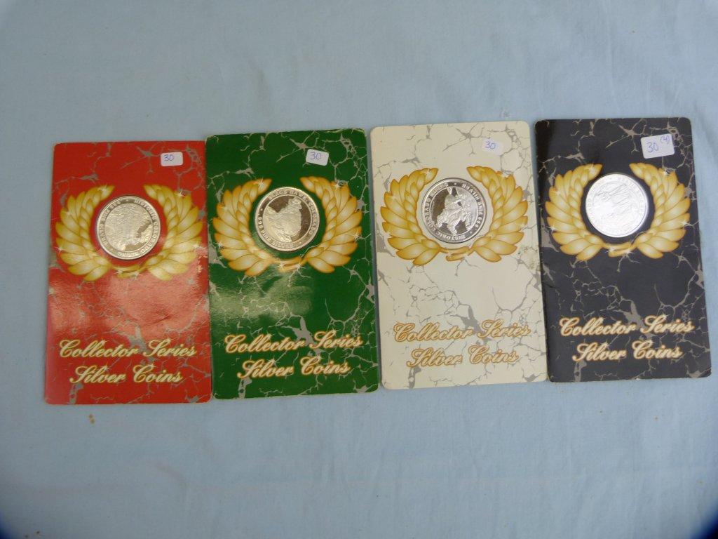 4 Collector Series Silver Medals, .999, 1992